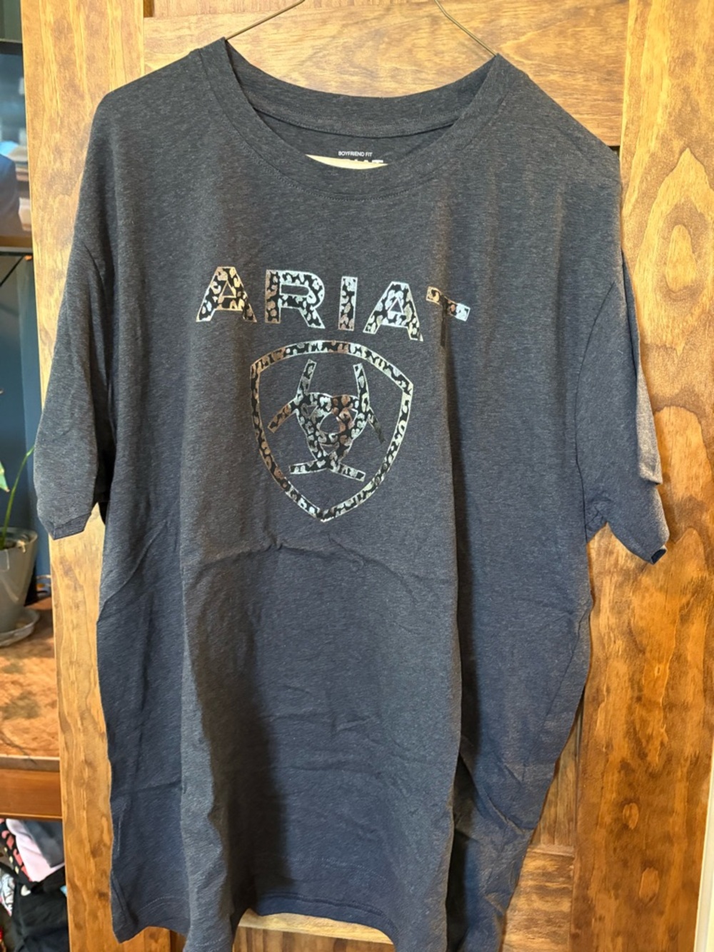 Ariat Womens Charcoal Graphic Tee with Leopard Logo